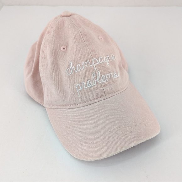 Express Champagne Problems Pink Embroidered Baseball Cap One Size - Picture 1 of 4